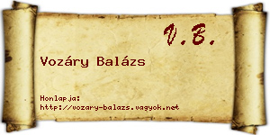 Vozáry Balázs névjegykártya