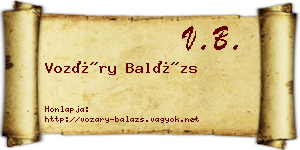 Vozáry Balázs névjegykártya